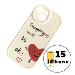 ハート【割引有り】iPhone15 ケース　カバー　スマホケース　アイボリー　赤