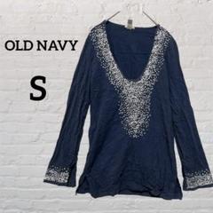 匿名配送✨️OLD NAVY 【S】 Vネックチュニック ネイビー 長袖 ビーズ
