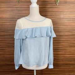 ページボーイ PAGEBOY シャツ ブラウス フリーサイズ 水色 レース