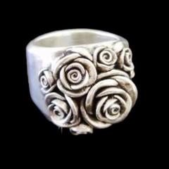【A008】リング　メンズ　シルバー　アクセサリー　花　フラワー　20号