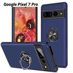 Google Pixel7Pro ケース リング スタンド機能 車載ホルダー 青