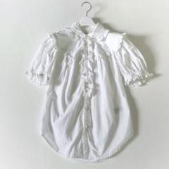 新品✨ ポロラルフローレン 半袖コットンフリルブラウス ホワイト 0