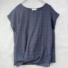 美品☆☆エニィファム チェック柄ラウス 半袖シャツ オンワード フレンチスリーブ