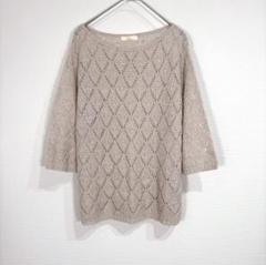 by Ribon【M-L】透かし編みニット トップス 7分袖 重ね着