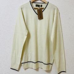 新品 BASEMENT WEAR【L】Vネックニットセーター アイボリー