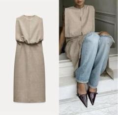 ZARA プリーツ入りミディ丈ワンピース ZW COLLECTION S - メルカリ