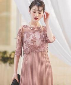 ドリードールドレスL オリジナル模様柄刺繍レース使い プリーツ