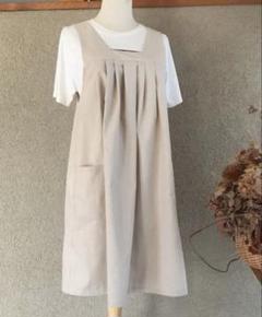 【25NOIE】シワになりにくいエプロンワンピース