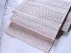 夏物　絽織り八寸名古帯（オフホワイト無地）長370　薄くキラリと綺麗目　正絹美品 夏物 絽織り八寸名古帯（オフホワイト無地）長370 薄くキラリと