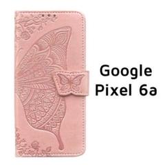 Pixel6a 手帳ケース パールピンク バタフライ 蝶