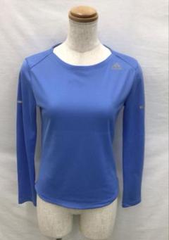 S421N レディース長袖Tシャツ S 青 ロゴ 春秋 アディダス 7/15