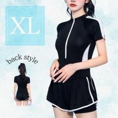 ラッシュガード XL LL ショートパンツ 一体型 半袖 ブラック 水陸両用