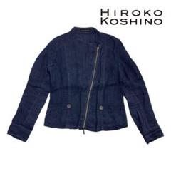 07T226☆ HIROKO KOSHINO 薄手 リネン ライダースジャケット