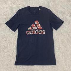▲adidas アディダス▲スポーツウェア 半袖Tシャツ ネイビーS コットン