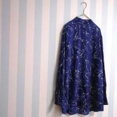 美品 Steven Alan バンドカラー シャツ 長袖 総柄 シルク混　Sのサムネイル