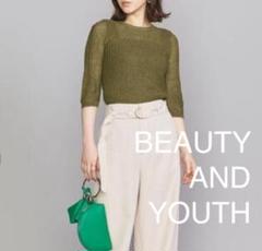 【BEAUTY AND YOUTH】メランジクルーネック5分袖 ニット