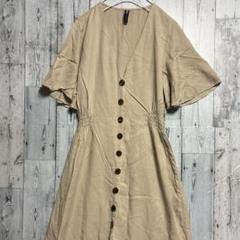 ZARA ザラ　ベージュ 半袖 シャツワンピース　ワンピース　シャツ　L