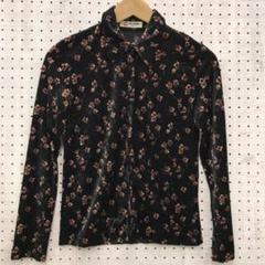 コテージコア MORI-KEI　古着 pou dou dou 花柄ベロアシャツ