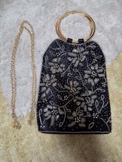 ［M4-6］未使用品 花柄ビーズ刺繍 ハンドバッグ 黒地 アンティークバッグ Yahoo!オークション - GO5454 総ビーズ刺繍 花柄 ビーズバッグ