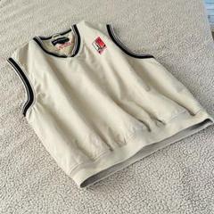 古着美品【XL】♣︎ポートオーソリティ♣︎大きめベスト ベージュ ロゴ刺繍 ゆったり