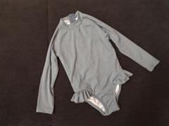 キッズ ブルーグレー 長袖水着 フリル付き