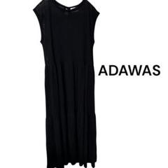 ADAWAS ブラック ノースリーブ ワンピースマキシドレスアダワスサマーニット