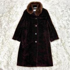 希少✨ MaxMara 白タグ ファー付き ウール ダブル ロングコート 黒 マックスマーラ 最高級 白タグ チェスターコート フォーマル