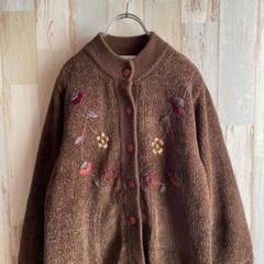 希少 90s デザイン カーディガン ニット 刺繍 レトロ 青 モード 古着 希少 90s デザイン カーディガン ニット 刺繍 レトロ 青 モード 古着