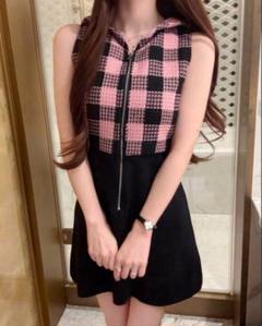 新品 ルミニョン Candy check panel zip dress ピンク Lumignon Candy check panel zip dress ピンク - メルカリ