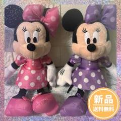 お顔厳選♡ ディズニー　ぬいぐるみバッジ　パープル　リボン　紫　水玉　ミニー♡ お顔厳選♡ ディズニー ぬいぐるみバッジ パープル リボン 紫
