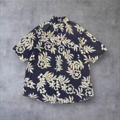 【nautical】90sヴィンテージアロハシャツ開襟メンズ半袖Lネイビー