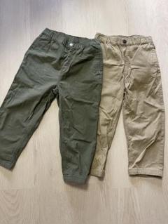カーキ・ベージュ 8分丈パンツ 2点セット