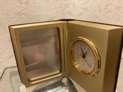 WAKO BOOK型　ゴールド 折りたたみ式置時計 レザー表紙