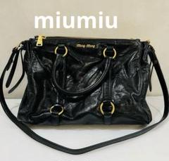 極美品 miu miu VITELLO SHINE 2WAY ショルダー 黒