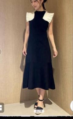 ☆美品◆シップス◆ 布帛コンビニットワンピース SHIPS シップス 布帛 コンビ ニット ワンピース sizeS/グレー