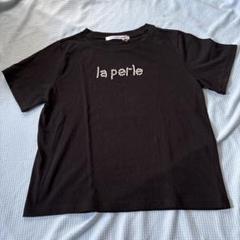 新品未使用　la perleパール 刺繍 半袖Tシャツ 黒