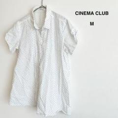 シネマクラブ　半袖ブラウス　薄手　ピンタック　水玉　白　デート　女子会　M