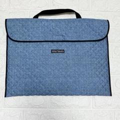 ハンドメイド　デニム柄水色　　防災頭巾カバー　背もたれタイプ