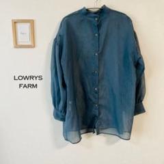 【美品】【程よい透け感】ローリーズファーム　長袖シアーシャツ　F ブルー　グレー