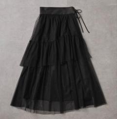 大人可愛い❣️新品❣️チュールスカート ブラック　ロング　Lサイズ