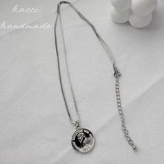 #425 チェーン　コインネックレス　シルバーカラー　ハンドメイド