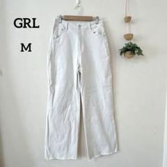 グレイル ホワイト ストレートデニムパンツ M シンプル カジュアル