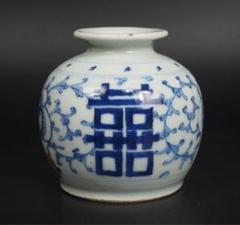 アオシマ送料無料 清時代　染付/青華壺　本物保証　中国古玩骨董 アオシマ送料無料 清時代 染付/青華壺 本物保証 中国古玩骨董