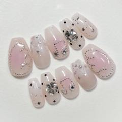 ネイルチップ　現品　フレンチガーリーネイル　ワンホンネイル　ウイッシュコア