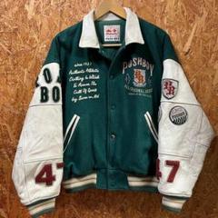 古着 80s 90s POSH BOY 袖レザー ウールスタジャン アワード
