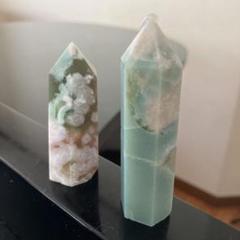 ご確認用　緑桜瑪瑙　ポイント　2本セット　天然石置物