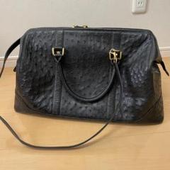 美品【オーストリッチ本革】ボストンバッグ　JRA認定　ブラック　ポーチ付き ✨JRA✨美品✨オーストリッチ ボストンバッグ 2way 大容量