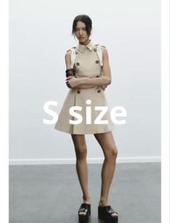 ✨タグ付✨ zara ザラ スカーフ付きショート丈ワンピース S ZARA スカーフ付きショート丈ワンピース トレンチ 新作 完売品