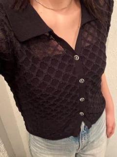 MOUSSY♡OPENWORK KNIT POLO