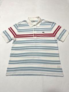 ラコステ　 ポロシャツ　ボーダー　白ワニ　サイズ5 LACOSTEワンポイント鹿の子ポロシャツ5ボーダー白ホワイト正規